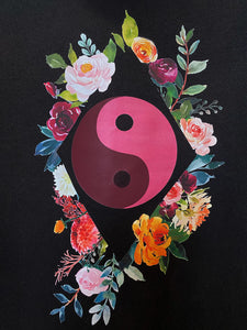 Floral Yin Yang Printed Hoodie