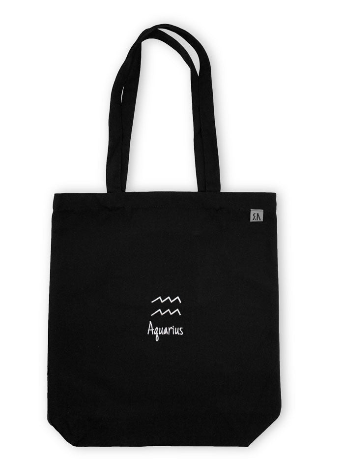 Aquarius Zodiac / Astrology Sign Tote Bag - Black