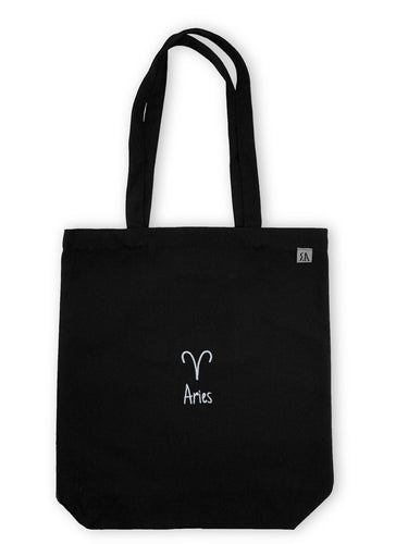 Aries Zodiac / Astrology Sign Tote Bag - Black
