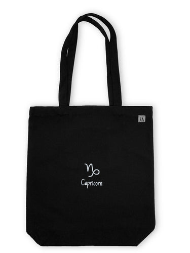 Capricorn Zodiac / Astrology Sign Tote Bag - Black