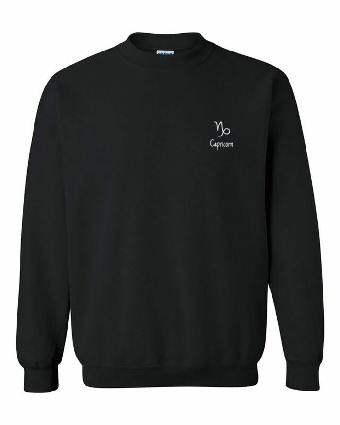 Capricorn Zodiac / Astrology Sign Crewneck - Black