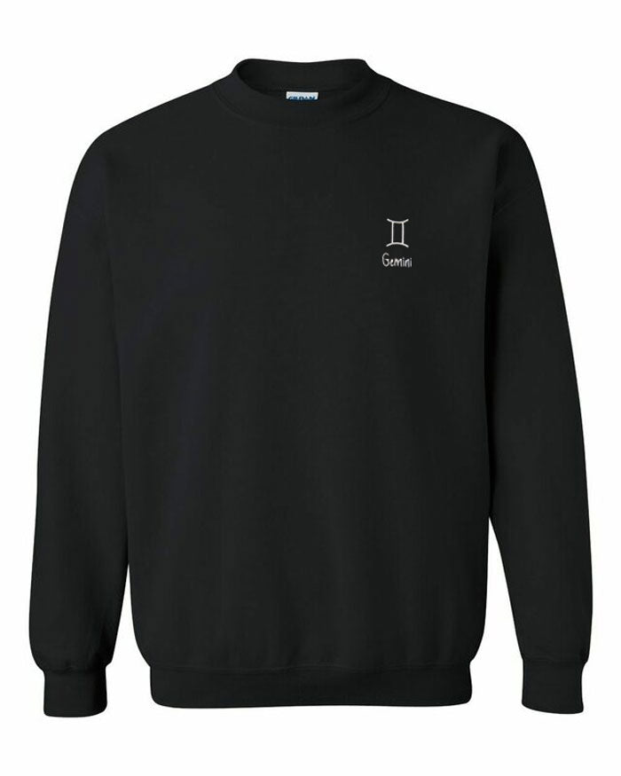 Gemini Zodiac / Astrology Sign Crewneck - Black