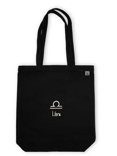 Libra Zodiac / Astrology Sign Tote Bag - Black
