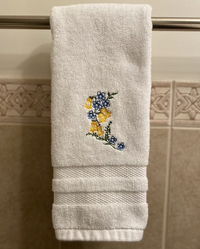 Bellflowers Embroidered Hand / Bathroom Towel