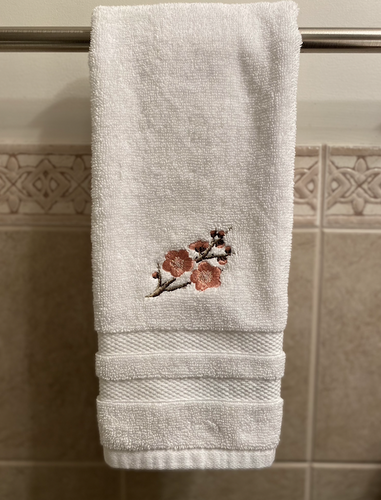 Cherry Blossom Embroidered Hand / Bathroom Towel