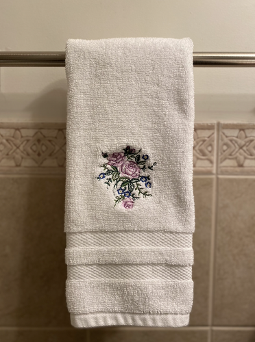 Roses Embroidered Hand / Bathroom Towel