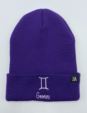 Load image into Gallery viewer, &quot;Imperfect&quot; Gemini Zodiac / Astrology Sign Beanie - Dark Purple