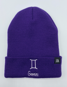 "Imperfect" Gemini Zodiac / Astrology Sign Beanie - Dark Purple