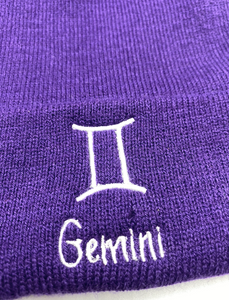 "Imperfect" Gemini Zodiac / Astrology Sign Beanie - Dark Purple