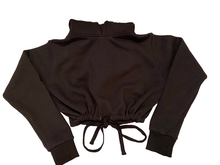 Load image into Gallery viewer, Simple Black Cropped Hoodie with Adjustable Waist