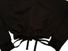 Load image into Gallery viewer, Simple Black Cropped Hoodie with Adjustable Waist