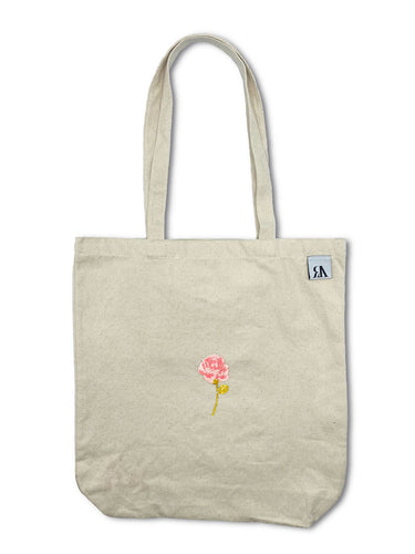 Single Rose Tote Bag - Beige