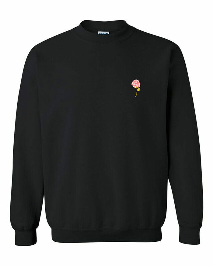 Single Rose Crewneck - Black